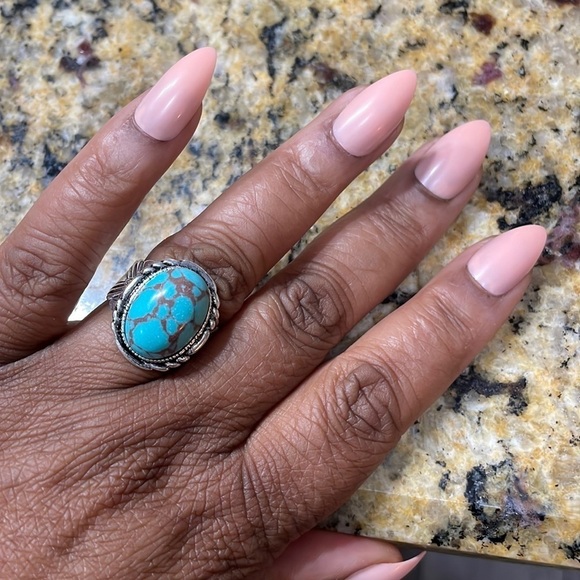 Bohemian Turquoise Stone Silver Ring - Picture 5 of 8